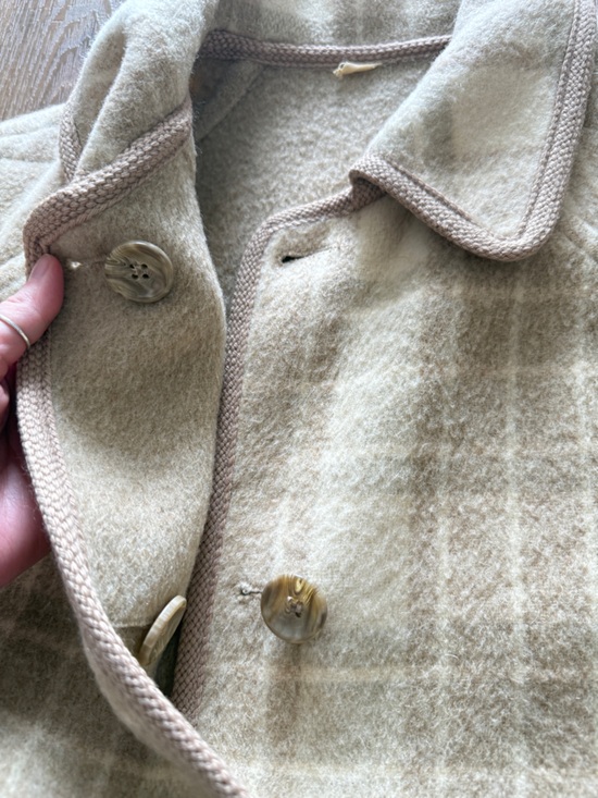 Vintage Plaid Wool Reversible Jacket Light Brown Cabincore Oversized M - Picture 11 of 12